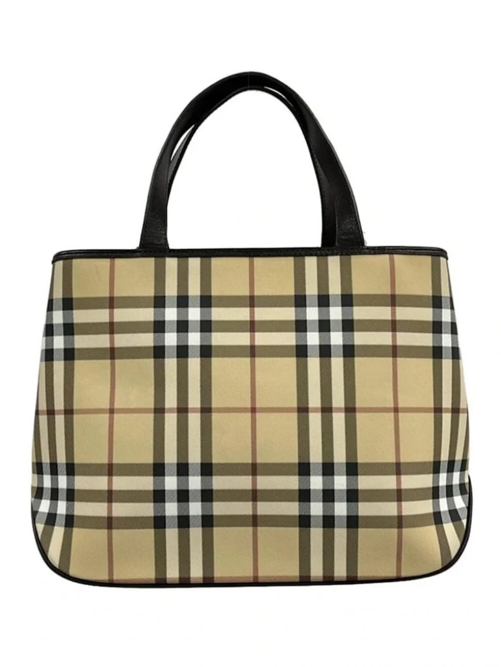 Burberry LONDON Beige Dark Brown Multi PVC Leather Unisex Tote Bag - Picture 3 of 11